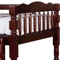 Benjara Traditional Bunk Bed With Attached Ladder And Turned Legs, Brown