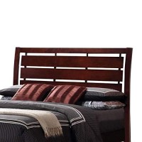 Benjara Transitional Wooden Full Size Bed With Slatted Style Headboard, Brown