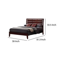 Benjara Transitional Wooden Full Size Bed With Slatted Style Headboard, Brown