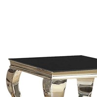 Benjara Contemporary Style Wooden End Table With Glass Top, Silver And Black