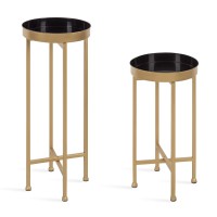 Kate And Laurel Celia Side Tables, Set Of 2, Gold And Black, Decorative Modern Glam End Table