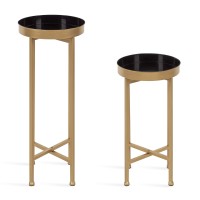 Kate And Laurel Celia Side Tables, Set Of 2, Gold And Black, Decorative Modern Glam End Table