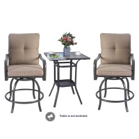 Kozyard Isabella High Swivel Bar Stoolschair Set For Home Patio Back Yard Cafes Bistro Restaurants And Chic Bars Beige