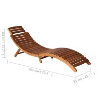 Vidaxl Patio Lounge Chair, Outdoor Chaise Lounge Chair With Table, Folding Sunlounger, Sunbed For Poolside Porch Balcony, Solid Acacia Wood