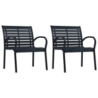 vidaXL Garden Chairs 2 pcs Black Steel and WPC 47939