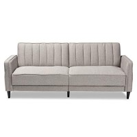 Baxton Studio Colby Mid-Century Modern Light Grey Fabric Upholstered Sleeper Sofa