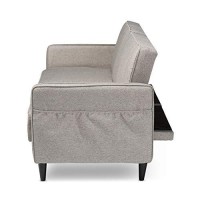 Baxton Studio Colby Mid-Century Modern Light Grey Fabric Upholstered Sleeper Sofa