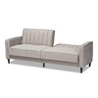 Baxton Studio Colby Mid-Century Modern Light Grey Fabric Upholstered Sleeper Sofa