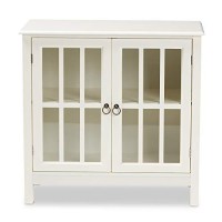 Baxton Studio Kendall Classic And Traditional White Finished Wood And Glass Kitchen Storage Cabinet