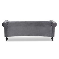 Baxton Studio Emma Traditional And Transitional Grey Velvet Fabric Upholstered And Button Tufted Chesterfield Sofa