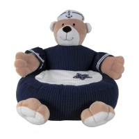 Homeroots Decor 21.65-Inch X 21.65-Inch X 19.68-Inch White, Blue, Navy Bear - Chair