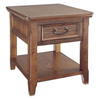 Benjara 1 Drawer Wooden End Table With Chamfered Legs And Open Bottom Shelf, Brown