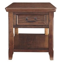 Benjara 1 Drawer Wooden End Table With Chamfered Legs And Open Bottom Shelf, Brown