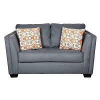 Benjara Fabric Upholstered Loveseat With Flared Shelter Arms, Gray