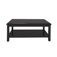 Benjara Plank Style Rectangular Metal Cocktail Table With Open Shelf, Black