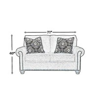 Benjara Nailhead Trim Fabric Upholstered Loveseat With Bun Feet, Brown