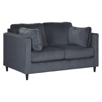 Benjara Fabric Upholstered Loveseat With Slim Track Armrests, Gray