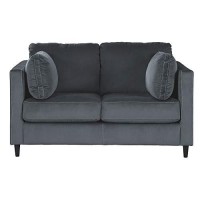 Benjara Fabric Upholstered Loveseat With Slim Track Armrests, Gray