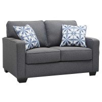 Benjara Textured Fabric Upholstered Loveseat With Track Armrests, Gray