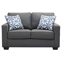 Benjara Textured Fabric Upholstered Loveseat With Track Armrests, Gray