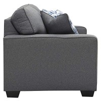 Benjara Textured Fabric Upholstered Loveseat With Track Armrests, Gray