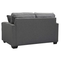 Benjara Textured Fabric Upholstered Loveseat With Track Armrests, Gray