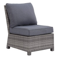 Benjara Bm213394 Handwoven Wicker Frame Fabric Upholstered Armless Chair, Gray