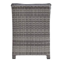 Benjara Bm213394 Handwoven Wicker Frame Fabric Upholstered Armless Chair, Gray