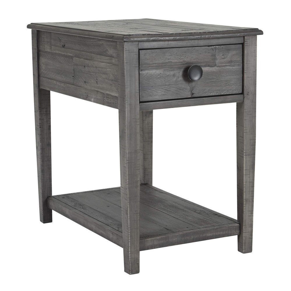 Benjara Farmhouse Style Wooden End Table With 1 Drawer And Open Bottom Shelf, Gray