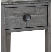 Benjara Farmhouse Style Wooden End Table With 1 Drawer And Open Bottom Shelf, Gray