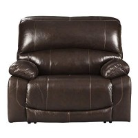 Benjara Leatherette Power Recliner With Adjustable Headrest And Pillow Arms, Brown