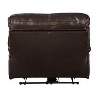 Benjara Leatherette Power Recliner With Adjustable Headrest And Pillow Arms, Brown