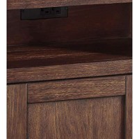 Benjara Door Wooden End Table With 1 Cubby And Power Hub, Brown