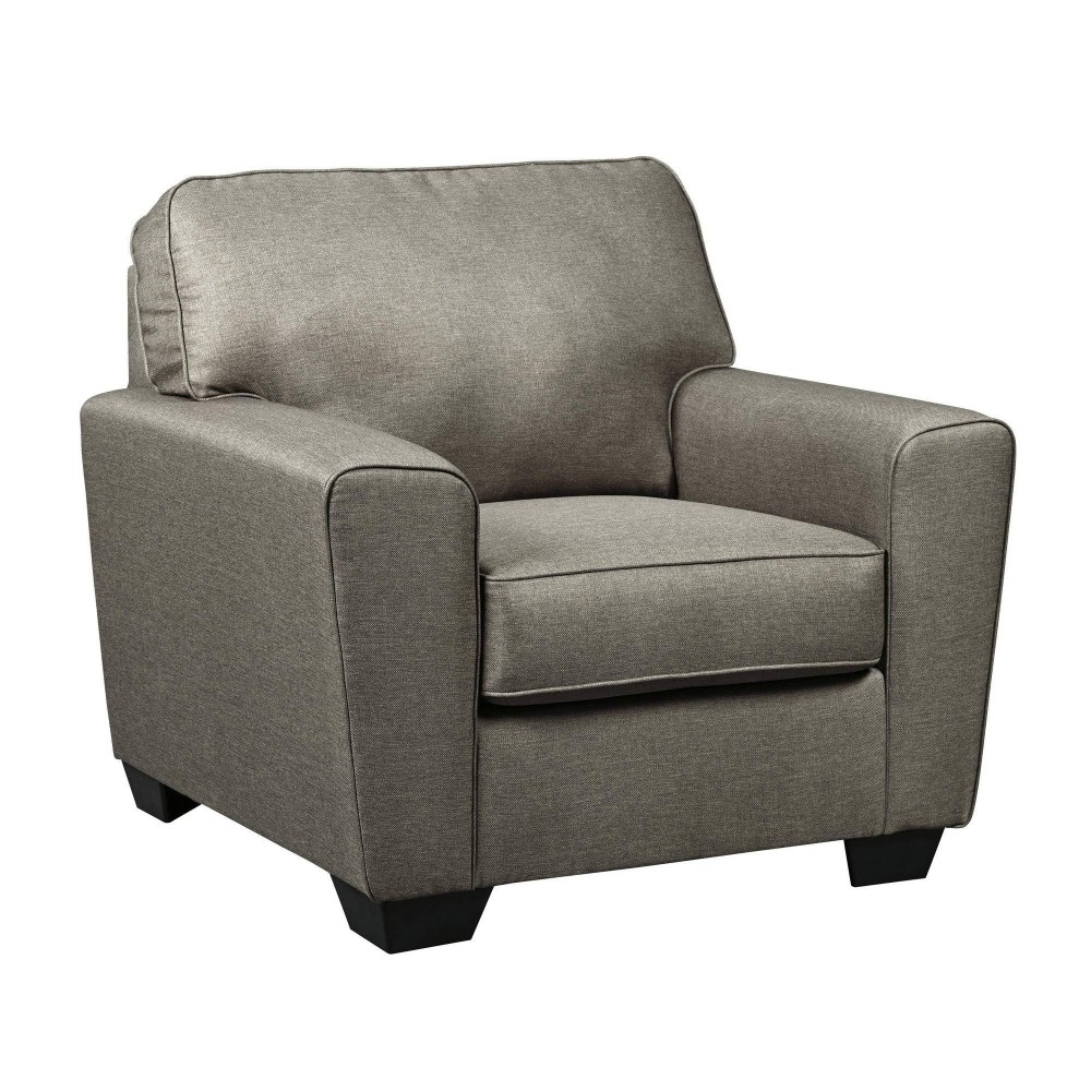 Benjara Fabric Upholstered Chair With Tapered Arms And T Backrest, Gray