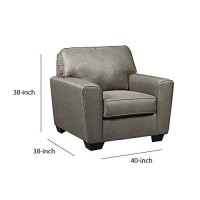 Benjara Fabric Upholstered Chair With Tapered Arms And T Backrest, Gray