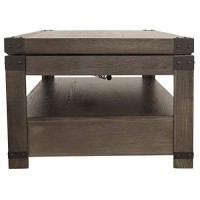 Benjara 2 Drawer Rectangular Lift Top Cocktail Table With Open Bottom Shelf, Brown