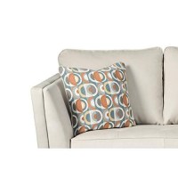 Benjara Fabric Upholstered Loveseat With Flared Shelter Arms, White