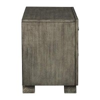 Benjara Modern Style Wooden Two Drawer Setup Nightstand With Block Legs, Gray