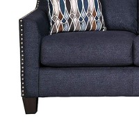 Benjara Contemporary Fabric Upholstered Queen Sofa Sleeper With Nailhead Trim, Blue