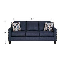 Benjara Contemporary Fabric Upholstered Queen Sofa Sleeper With Nailhead Trim, Blue