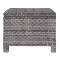 Benjara Bm213374 Wicker Woven Aluminum Frame Cocktail Table With Open Shelf, Gray