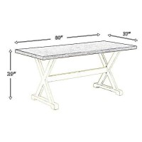 Benjara Bm213303 Wood Like Aluminum Frame Dining Table With X Legs, Brown And White