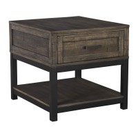 Benjara Two Tone Wooden End Table With 1 Drawer And Metal Base, Brown And Black