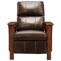 Benjara Leatherette High Leg Recliner With Wooden Frame And Track Armrests, Brown