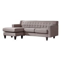 Benjara Button Tufted Fabric Upholstered Sofa With Ottoman And Track Arms, Gray