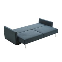 Benjara Fabric Upholstered Sofa Bed With Storage And Metal Legs, Blue