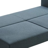 Benjara Fabric Upholstered Sofa Bed With Storage And Metal Legs, Blue