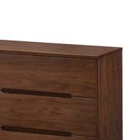 Benjara 6 Drawer Wooden Dresser With Carved Pulls And Angled Tapered Legs, Brown
