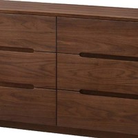 Benjara 6 Drawer Wooden Dresser With Carved Pulls And Angled Tapered Legs, Brown