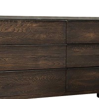 Benjara Wooden Frame Dresser With 6 Drawers With Metal Legs, Brown